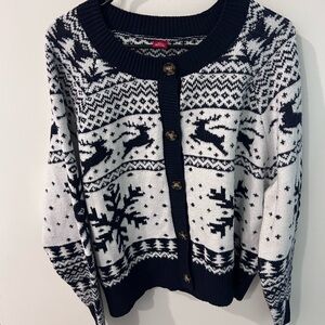 Chic Navy and White Reindeer Cardigan